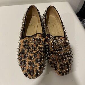 Louis Vuitton stud leopard loafers